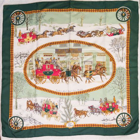 Hermes Silk Scarf L'Hiver en Poste 